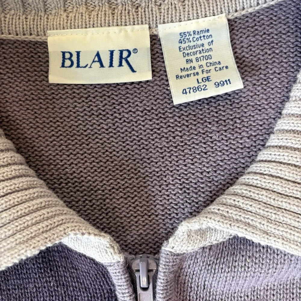 Blair Sweater Vest Vintage Women's Embroidered Knit Zip Size Large Cozycore